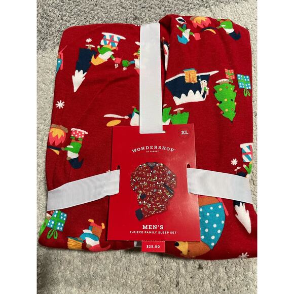 NWT Wonderland Pajamas Set Womens XL Red Christmas Holiday Gnomes Matching Pjs - Picture 2 of 6